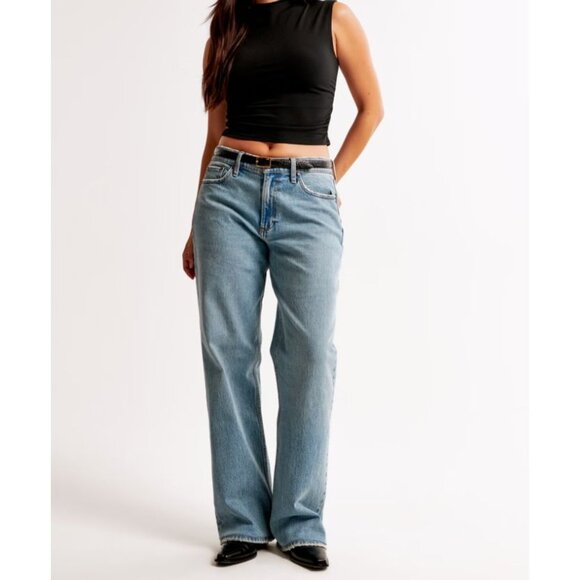Abercrombie & Fitch Denim - Abercrombie Curve Love Low Rise Baggy Jean Medium Wash Size 29 SHORT